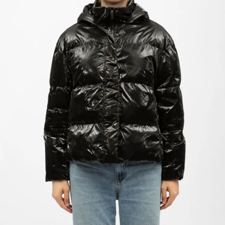 LA PETITE ETOILE Doudoune courte à capuche brillant nelly Femme NOIR Outlet