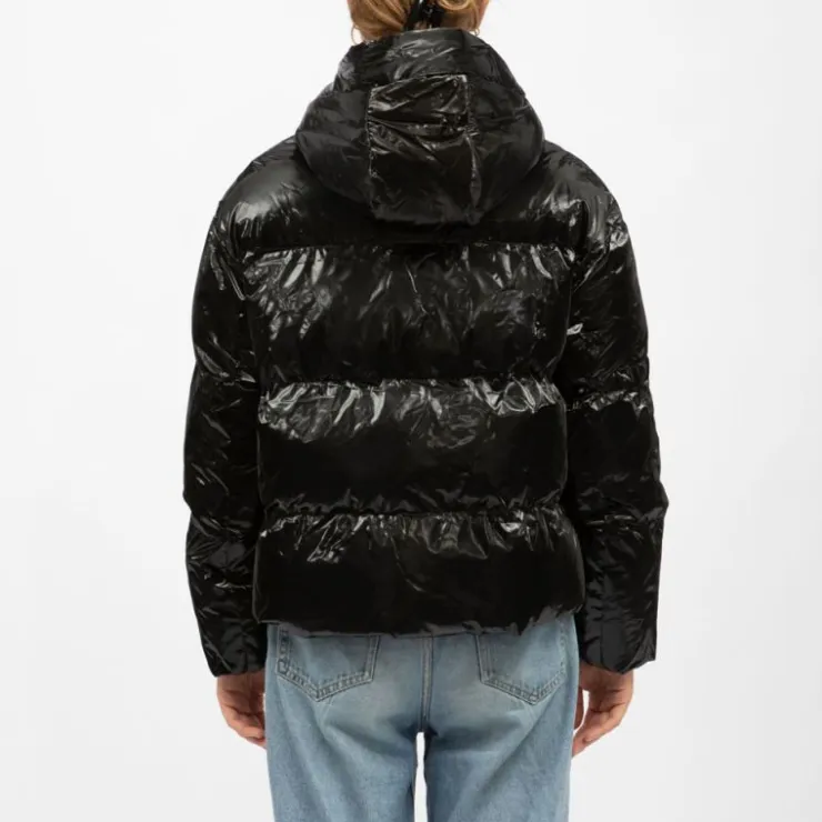 LA PETITE ETOILE Doudoune courte à capuche brillant nelly Femme NOIR Outlet