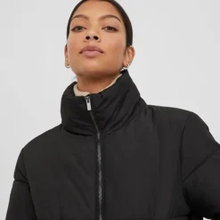 VILA Doudoune courte avec col montant vitate Femme NOIR New