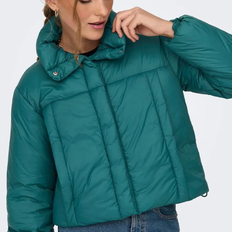 ONLY Doudoune courte col montant Femme VERT