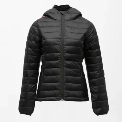 ROSSIGNOL Doudoune fine couleur unie avec capuche drapeau sur l'épaule Femme NOIR New