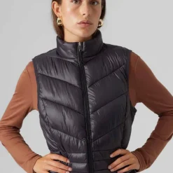VERO MODA Doudoune gilet sans manches zippée femme NOIR New