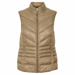 VERO MODA Doudoune gilet sans manches zippée femme BEIGE New