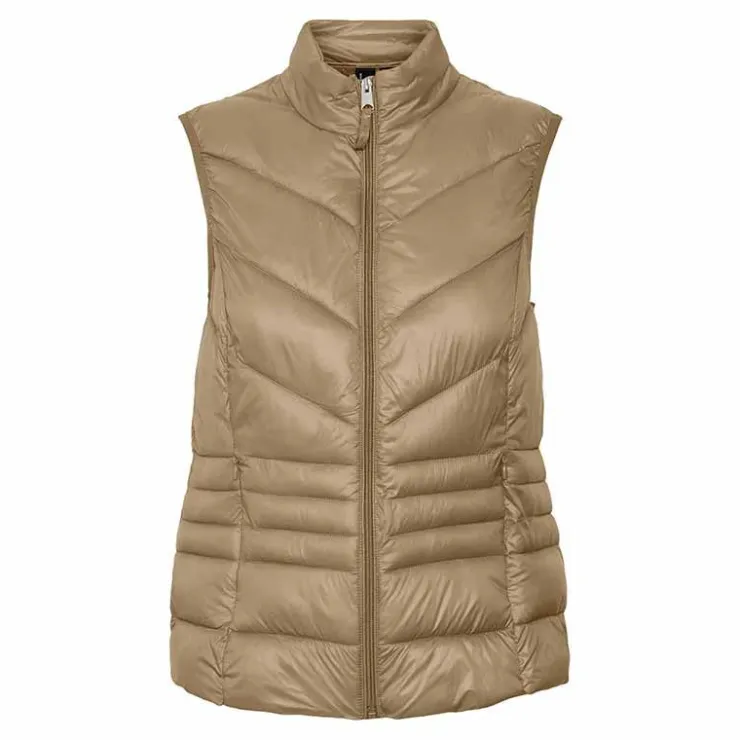 VERO MODA Doudoune gilet sans manches zippée femme BEIGE New