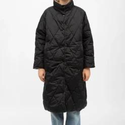 LA PETITE ETOILE Doudoune matelassée à boutons mi longue nora col montant Femme NOIR New