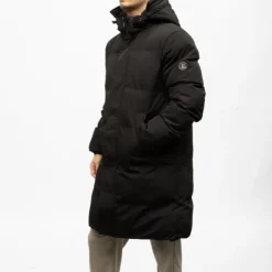 DEELUXE 74 Doudoune mi longue alpine à capuche couleur unie Homme NOIR Online