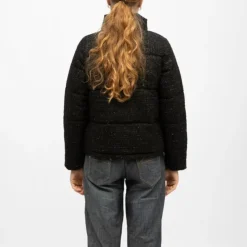 DEELUXE 74 Doudoune e zippée col montant effet tweed Femme NOIR Clearance