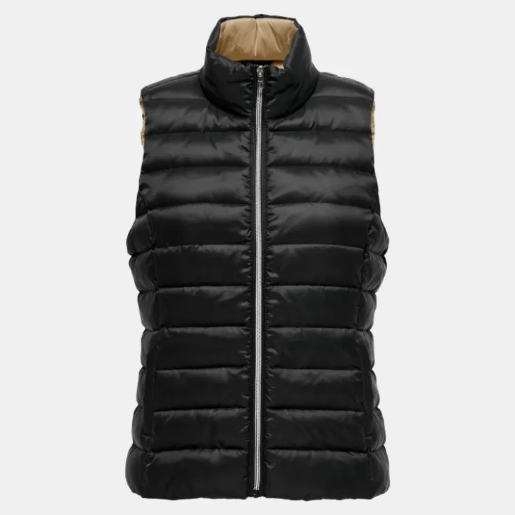 ONLY Doudoune sans manches col montant zippée Femme NOIR Online