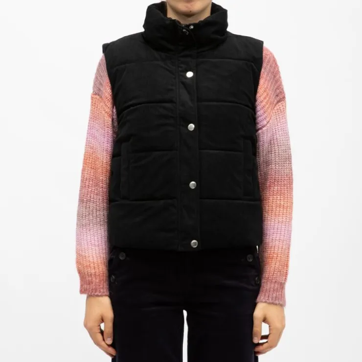 DEELUXE 74 Doudoune sans manches rayia black col montant Femme NOIR Best