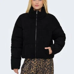 ONLY Doudoune velours col montant cammie zippée Femme NOIR Hot