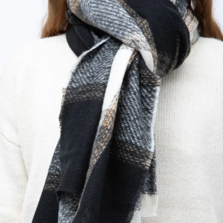 MANOUKIAN Echarpe à carreaux 70x200cm Mixte NOIR Online