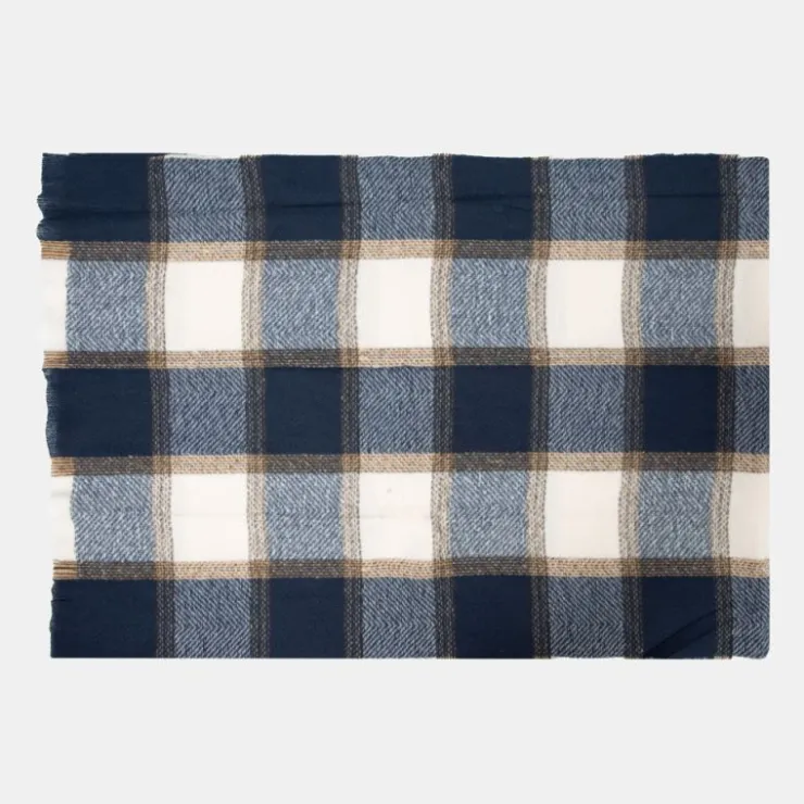 MANOUKIAN Echarpe à carreaux 70x200cm Mixte BLEU FONCE Hot