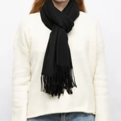 MANOUKIAN Echarpe basique couleur unie 65x180cm Femme NOIR Best