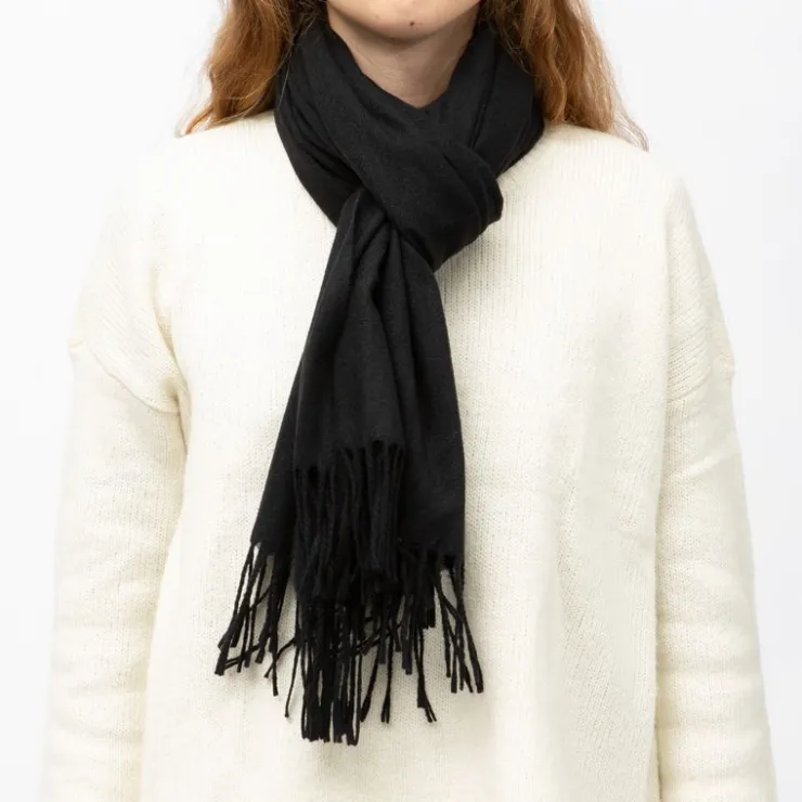 MANOUKIAN Echarpe basique effet polaire 65x180cm Mixte NOIR Sale