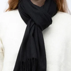MANOUKIAN Echarpe basique effet polaire 65x180cm Mixte NOIR Sale