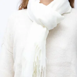 MANOUKIAN Echarpe basique effet polaire 65x180cm Mixte BLANC ECRU Outlet