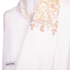BURTON OF LONDON Echarpe he avec broderie beige jaune Lindsay 70x180cm Mixte BLANC Discount