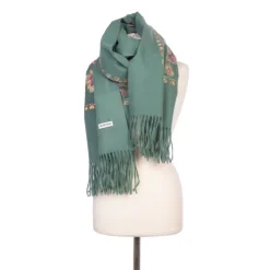 BURTON OF LONDON Echarpe brodé à fleurs Lindsay 70x180cm Mixte VERT Outlet