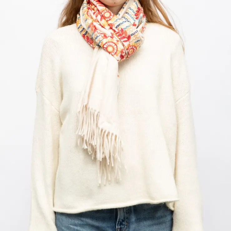 GERARD PASQUIER Echarpe broderie colorée70x185cm Femme BEIGE Clearance