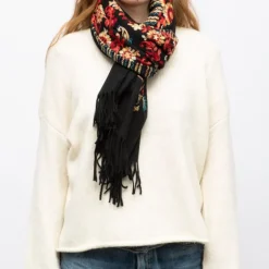 GERARD PASQUIER Echarpe broderie colorée70x185cm Femme NOIR Clearance