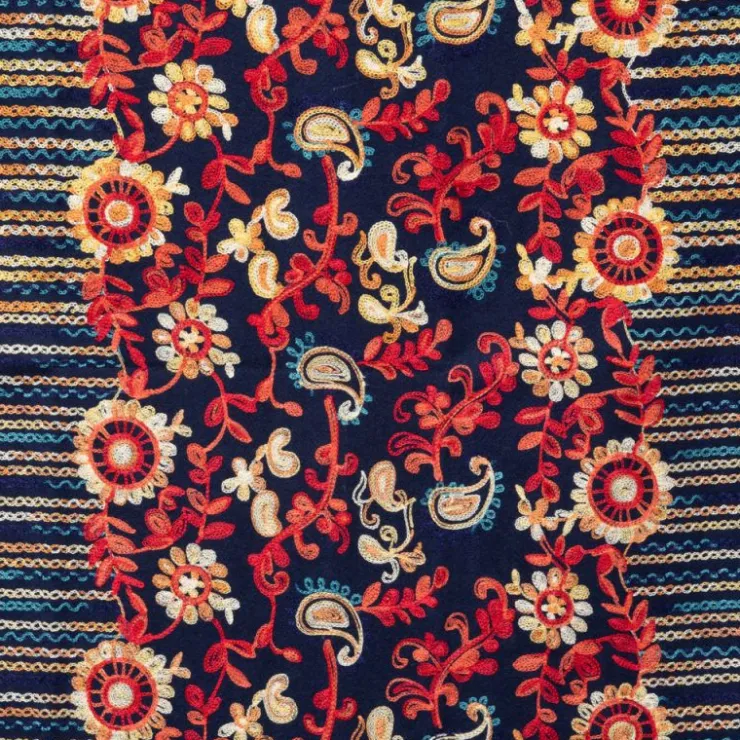 GERARD PASQUIER Echarpe broderie colorée70x185cm Femme BLEU FONCE Outlet