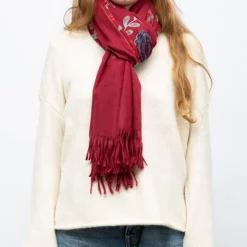 GERARD PASQUIER Echarpe broderie imprimé fleurs 70x185cm Femme BORDEAUX Best