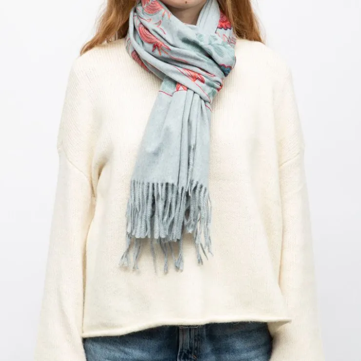 GERARD PASQUIER Echarpe broderie imprimé fleurs 70x185cm Femme GRIS