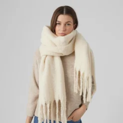 VERO MODA Echarpe chaude 50x200 cm franges Femme BLANC ECRU Best