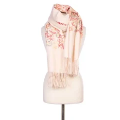 BURTON OF LONDON Echarpe crème avec pampilles broderie fleurie 70x180cm Lindsay Mixte BLANC ECRU Outlet