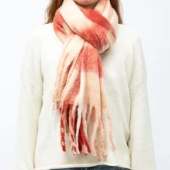 MANOUKIAN Echarpe douce à carreaux 50x170 cm Mixte ROUGE Discount