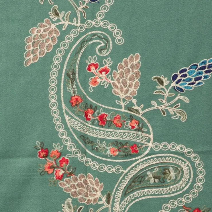 GERARD PASQUIER Echarpe douce avec broderie 70x185cm Femme VERT Discount