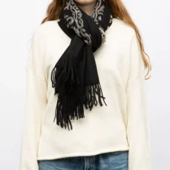 GERARD PASQUIER Echarpe douce couleur unie imprimé 70x185cm Femme NOIR Best