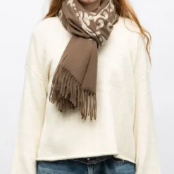 GERARD PASQUIER Echarpe douce couleur unie imprimé 70x185cm Femme MARRON New