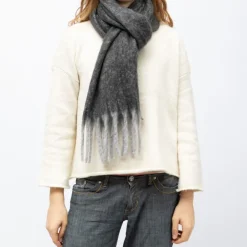 MANOUKIAN Echarpe douce épaisse tissu chiné 50x180cm bi color Mixte GRIS FONCE Sale