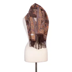 RODIER Echarpe fleurie avec pampilles tons s 65x180 ivy Mixte MARRON New