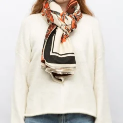 GERARD PASQUIER Echarpe imprimé à fleurs jaquard 90x180cm Femme ORANGE Clearance