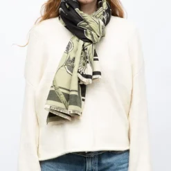 GERARD PASQUIER Echarpe imprimé à fleurs jaquard 90x180cm Femme NOIR Hot