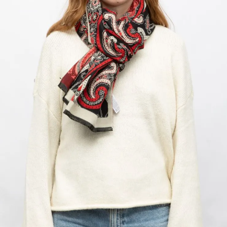 GERARD PASQUIER Echarpe imprimé cachemire 90x180cm Femme NOIR New