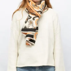 GERARD PASQUIER Echarpe imprimé cachemire 90x180cm Femme ORANGE Clearance