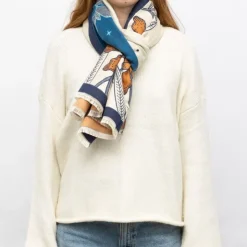 GERARD PASQUIER Echarpe imprimé fleurs jaquard 90x180cm Femme BLEU FONCE Outlet