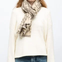 MANOUKIAN Echarpe imprimee jaquard 90x180cm Femme BEIGE Clearance