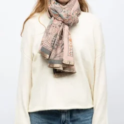 MANOUKIAN Echarpe imprimee jaquard 90x180cm Femme ROSE Clearance