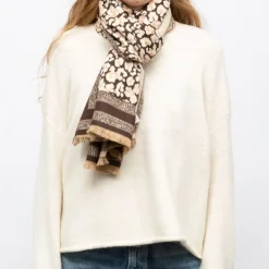 MANOUKIAN Echarpe imprimee jaquard 90x180cm Femme MARRON Outlet