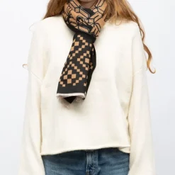 MANOUKIAN Echarpe imprimee jaquard 90x180cm Femme MARRON