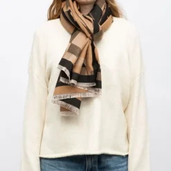 MANOUKIAN Echarpe imprimee jaquard 90x180cm Femme MARRON Hot