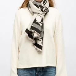 MANOUKIAN Echarpe imprimee jaquard 90x180cm Femme NOIR Best