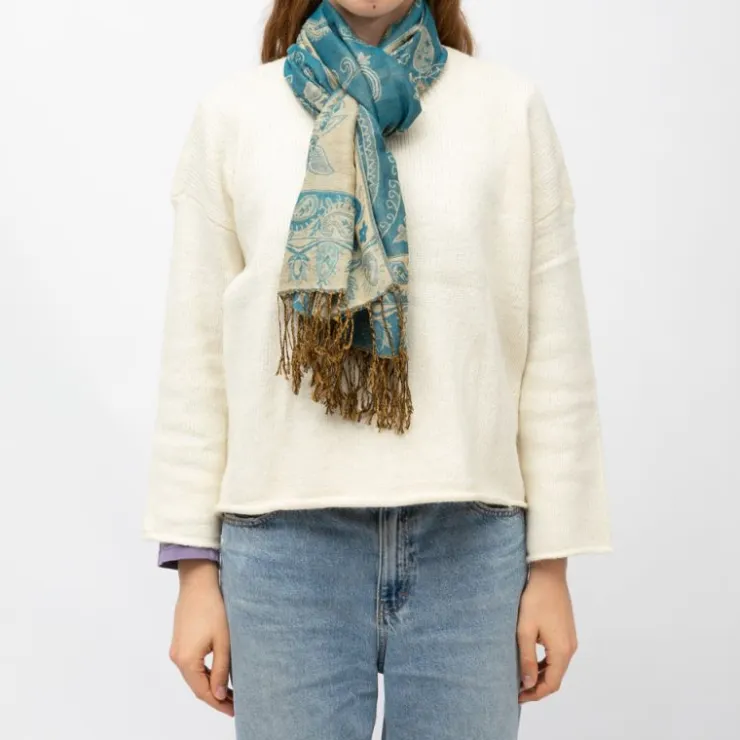 RODIER Echarpe imprimee menina 70x180 Femme BLEU CLAIR New