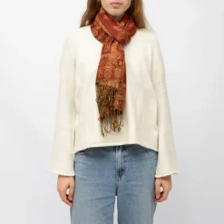 RODIER Echarpe imprimee menina 70x180 Femme ORANGE CLAIR New