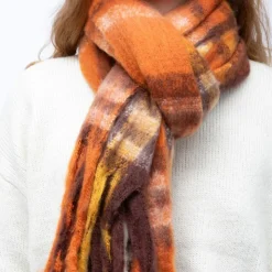 MANOUKIAN Echarpe motif carreaux 50x170cm Mixte MARRON Online