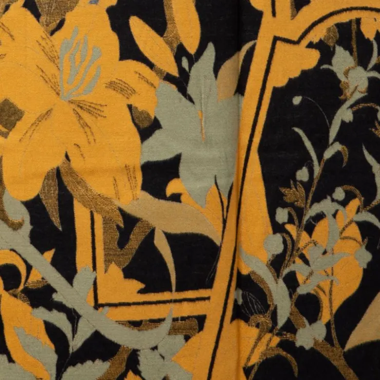GERARD PASQUIER Echarpe motif tableau de fleurs 90x180cm Femme JAUNE New